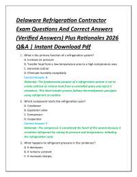 Delaware Refrigeration Contractor Exam Questions And Correct Answers (Verified Answers)