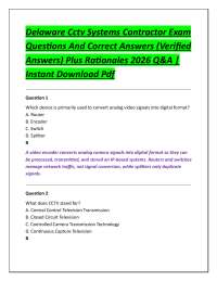 Delaware Cctv Systems Contractor Exam Questions And Correct Answers (Verified Answers)