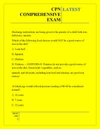 CPN COMPREHENSIVE EXAM LATEST,PROGRESSION: MAINTENANCE TECH I - II CONVENTIONAL EXAM