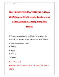NLN NEX Math Entrance Exam 2025-2026 | Nursing School Practice Test & Study Guide