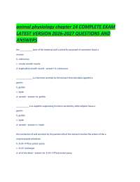 animal physiology chapter 14 COMPLETE EXAM LATEST VERSION 2026-2027 QUESTIONS AND ANSWERS