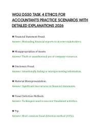 WGU D550 TASK 4 ETHICS FOR ACCOUNTANTS PRACTICE SCENARIOS WITH DETAILED EXPLANATIONS 2026