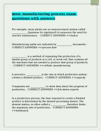 mssc manufacturing process exam questions with answers.