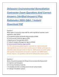 Delaware Environmental Remediation Contractor Exam Questions And Correct Answers