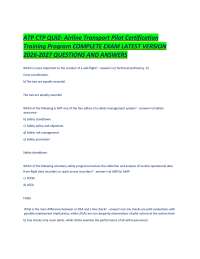 ATP CTP QUIZ- Airline Transport Pilot Certification Training Program COMPLETE EXAM LATEST