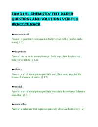 ZUMDAHL CHEMISTRY TEST PAPER QUESTIONS AND SOLUTIONS VERIFIED PRACTICE PACK