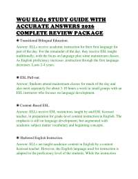 WGU ELO1 STUDY GUIDE WITH ACCURATE ANSWERS 2026 COMPLETE REVIEW PACKAGE