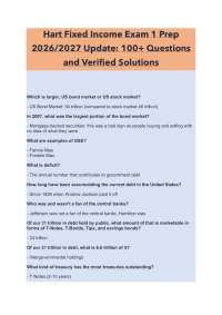 Hart Fixed Income Exam 1 Prep 2026/2027 Update- 100+ Questions and Verified Solutions