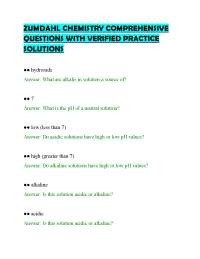 ZUMDAHL CHEMISTRY COMPREHENSIVE QUESTIONS WITH VERIFIED PRACTICE SOLUTIONS
