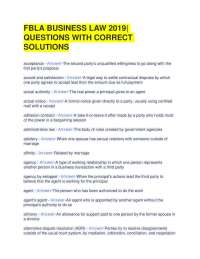 FBLA BUSINESS LAW 2019| QUESTIONS WITH CORRECT SOLUTIONS