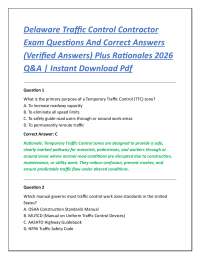 Delaware Traffic Control Contractor Exam Questions And Correct Answers (Verified Answers