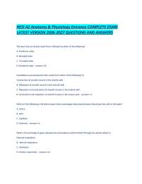 HESI A2 Anatomy & Physiology Entrance COMPLETE EXAM LATEST VERSION 2026-2027 QUESTIONS AND
