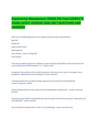 Engineering Management ENGM 445 Final COMPLETE EXAM LATEST VERSION 2026-2027 QUESTIONS AND