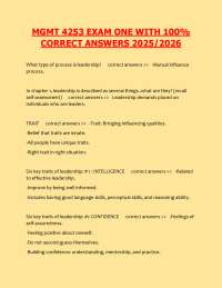 MGMT 4253 Exam One (PDF) | (2025/2026) Leadership Exam Questions | Management