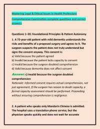Mastering Legal & Ethical Issues in Health Professions Comprehensive Examination complete