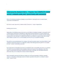 Cybersecurity Analyst (CSA+) - Practice Test COMPLETE EXAM LATEST VERSION 2026-2027 QUESTI