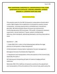 NEW HAMPSHIRE CHIROPRACTIC JURISPRUDENCE FINAL EXAM QUESTIONS