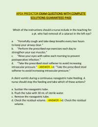 APEA PREDICTOR EXAM QUESTIONS WITH COMPLETE SOLUTIONS GUARANTEED PASS