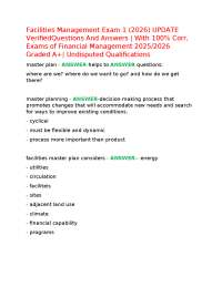 Facilities Management Exam 1 (2026) UPDATE VerifiedQuestions And Answers | With 100% Corr,