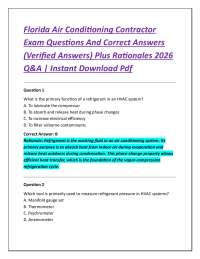 Florida Air Conditioning Contractor Exam Questions And Correct Answers (Verified Answers)