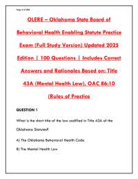 Oklahoma Behavioral Health Enabling Statute Exam 2025 | OLERE Practice Test