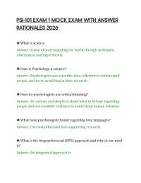 PSI-101 EXAM 1 MOCK EXAM WITH ANSWER RATIONALES 2026
