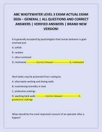 ABC WASTEWATER LEVEL 3 EXAM ACTUAL EXAM 2026 – GENERAL | ALL QUESTIONS AND CORRECT ANSWERS