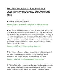 PMU TEST UPDATED ACTUAL PRACTICE QUESTIONS WITH DETAILED EXPLANATIONS 2026