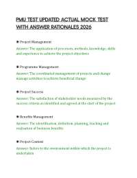 PMU TEST UPDATED ACTUAL MOCK TEST WITH ANSWER RATIONALES 2026