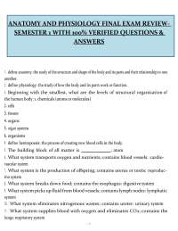Anatomy and Physiology Final Exam Review (PDF) | 2026 Study Guide