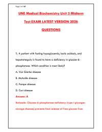 UNE Medical Biochemistry Unit 3 Midterm 2026: Latest Questions & Answers