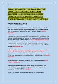 ARDMS ABDOMEN ACTUAL EXAM, PRACTICE EXAM AND STUDY GUIDE NEWEST 2024 COMPLETE 400 QUESTI