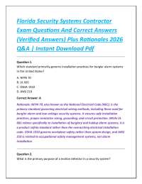 Florida Security Systems Contractor Exam Questions And Correct Answers (Verified Answers