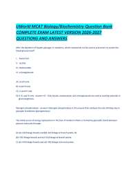 UWorld MCAT Biology-Biochemistry Question Bank COMPLETE EXAM LATEST VERSION 2026-2027 QUES