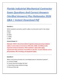 Florida Industrial Mechanical Contractor Exam Questions And Correct Answers