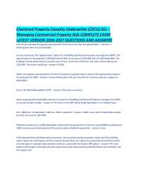Chartered Property Casualty Underwriter (CPCU) 551 –Managing Commercial Property Risk COMP
