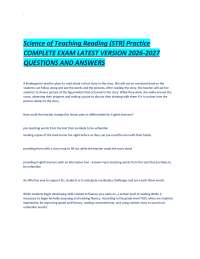 Science of Teaching Reading (STR) Practice COMPLETE EXAM LATEST VERSION 2026-2027 QUESTION