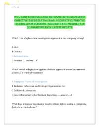 WGU C702 FORENSICS AND NETWORK INTRUSION EXAM OBJECTIVE 2025/2026 Test Bank ACCURATE C