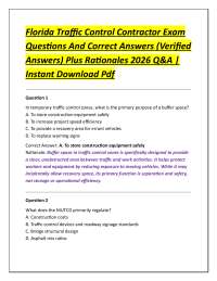 Florida Traffic Control Contractor Exam Questions And Correct Answers (Verified Answers)