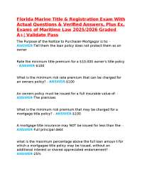 Florida Marine Title & Registration Exam With Actual Questions & Verified Answers, Plus Ex