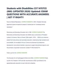 Students with Disabilities CST NYSTCE (060) (UPDATED 2026) Updated: EXAM QUESTIONS WITH
