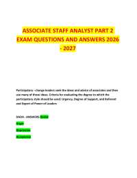 ASSOCIATE STAFF ANALYST PART 2 EXAM QUESTIONS AND ANSWERS 2026 - 2027