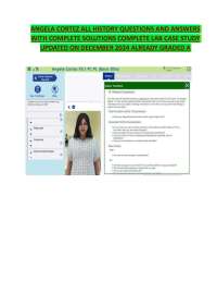ANGELA CORTEZ ALL HISTORY QUESTIONS AND ANSWERS WITH COMPLETE SOLUTIONS COMPLETE LAB CASE