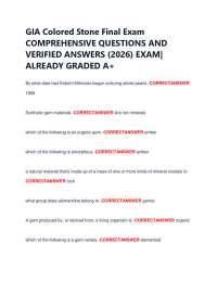 GIA Colored Stone Final Exam COMPREHENSIVE QUESTIONS AND VERIFIED ANSWERS (2026) EXAM|