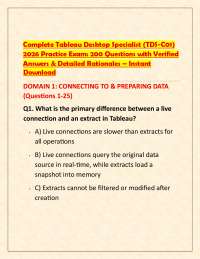 Complete Tableau Desktop Specialist (TDS-C01) 2026 Practice Exam: 200 Questions with Ve