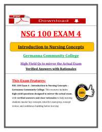 NSG 100 Exam 4 (PDF) | (2026) Nursing Concepts Questions | Germanna Review