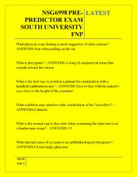 NSG6998 PRE PREDICTOR EXAM SOUTH UNIVERSITY FNP LATEST