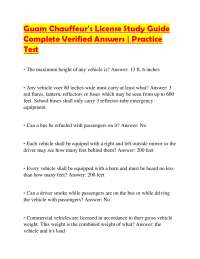 Guam Chauffeur's License Study Guide Complete Verified Answers | Practice Test