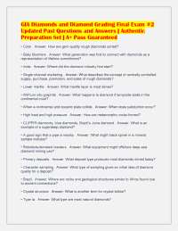GIA Diamonds and Diamond Grading Final Exam #2 Updated Past Questions and Answers | Authen