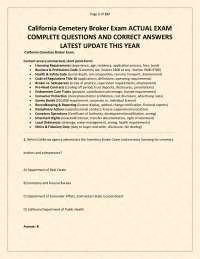 California Cemetery Broker Exam ACTUAL EXAM COMPLETE QUESTIONS AND CORRECT ANSWERS LATEST